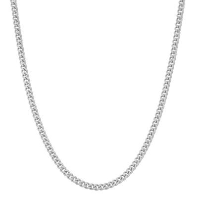 Jordan Blue NYC Men's Sterling Silver Adjustable Curb Chain, White, 22 in