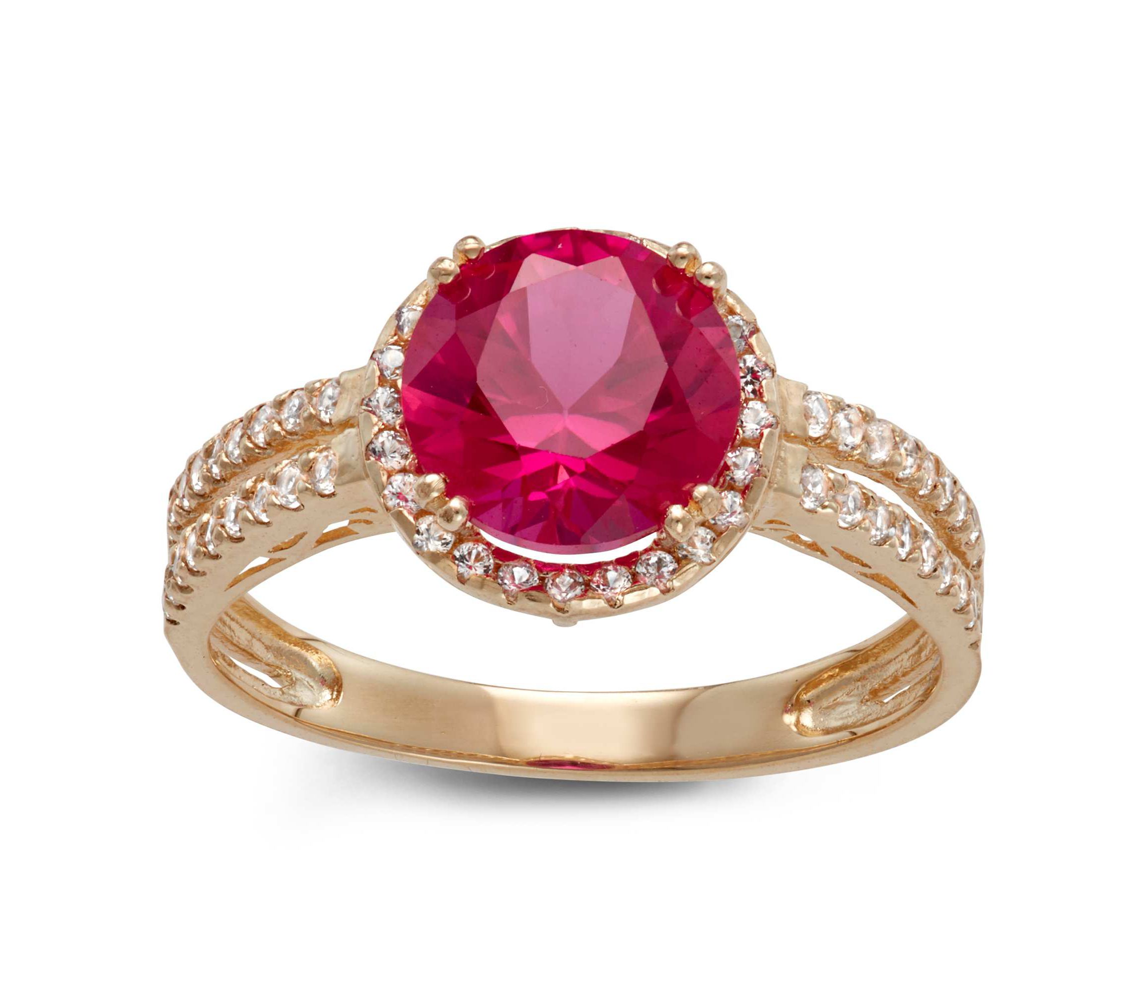 Lab Created 10K Gold Created Ruby And Created White Sapphire Ring