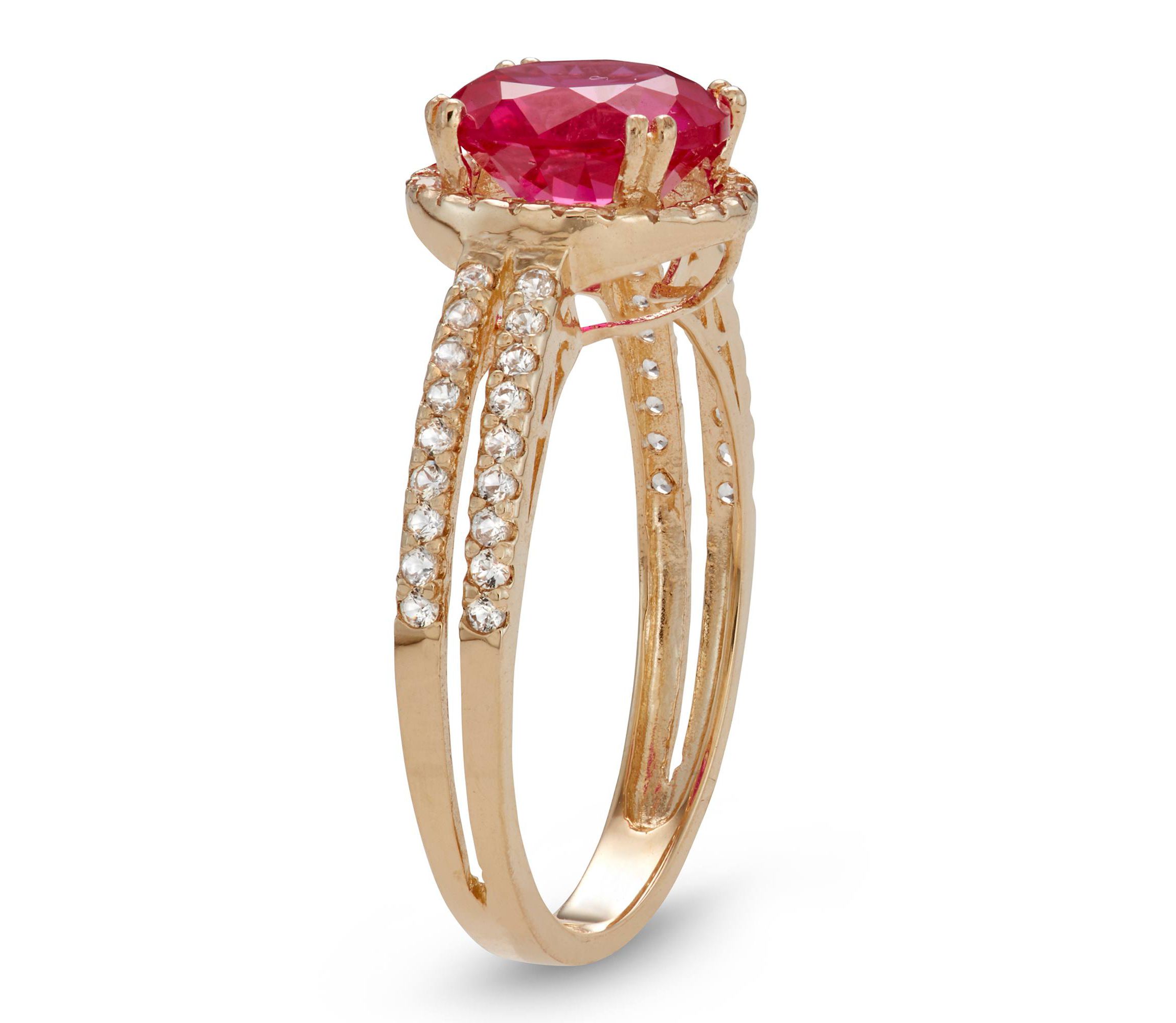 Lab Created 10K Gold Created Ruby And Created White Sapphire Ring