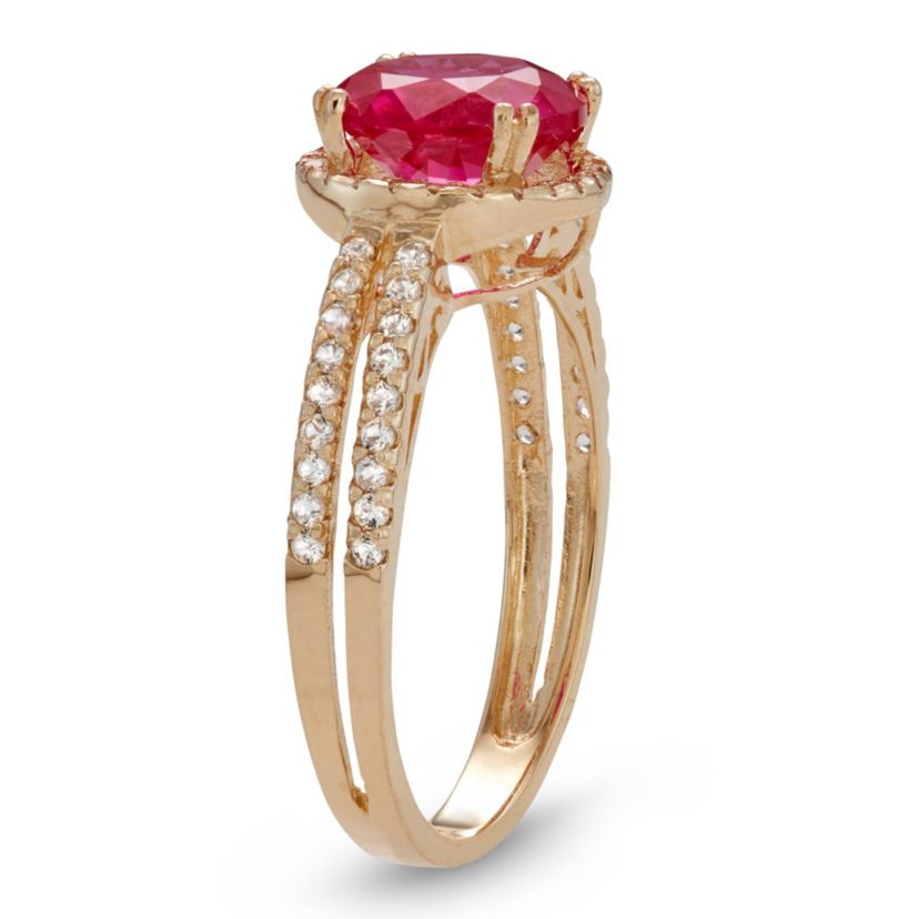 Lab Created 10K Gold Created Ruby And Created White Sapphire Ring
