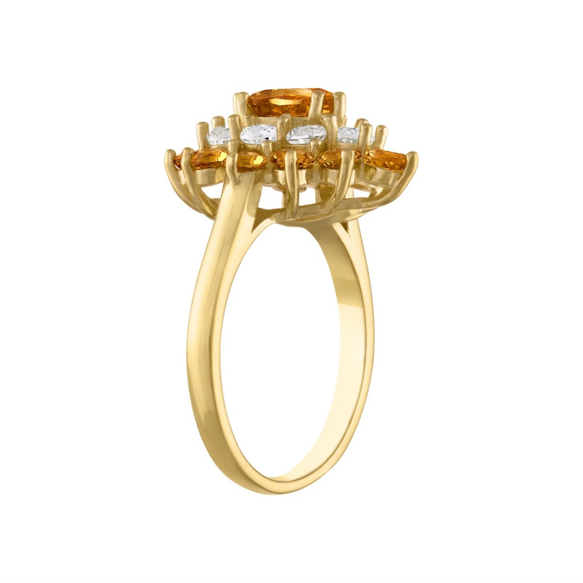 14K Gold Over Silver Citrine And Created White Sapphire Ring