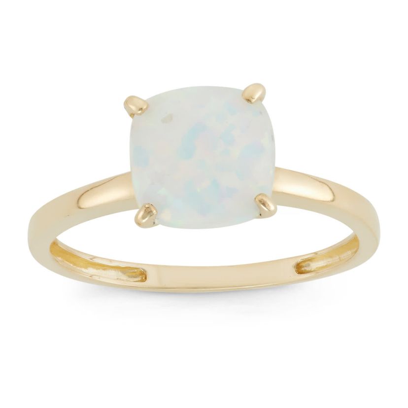 Lab Created 10K Gold Created Opal Solitaire Ring