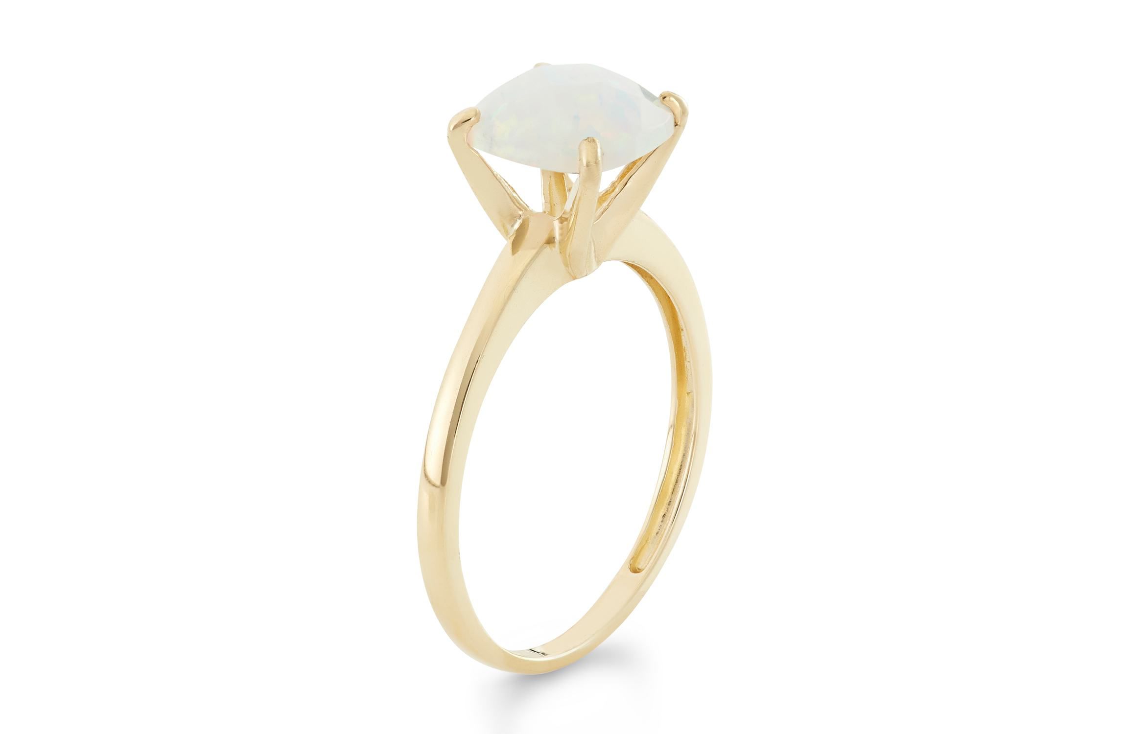 Lab Created 10K Gold Created Opal Solitaire Ring