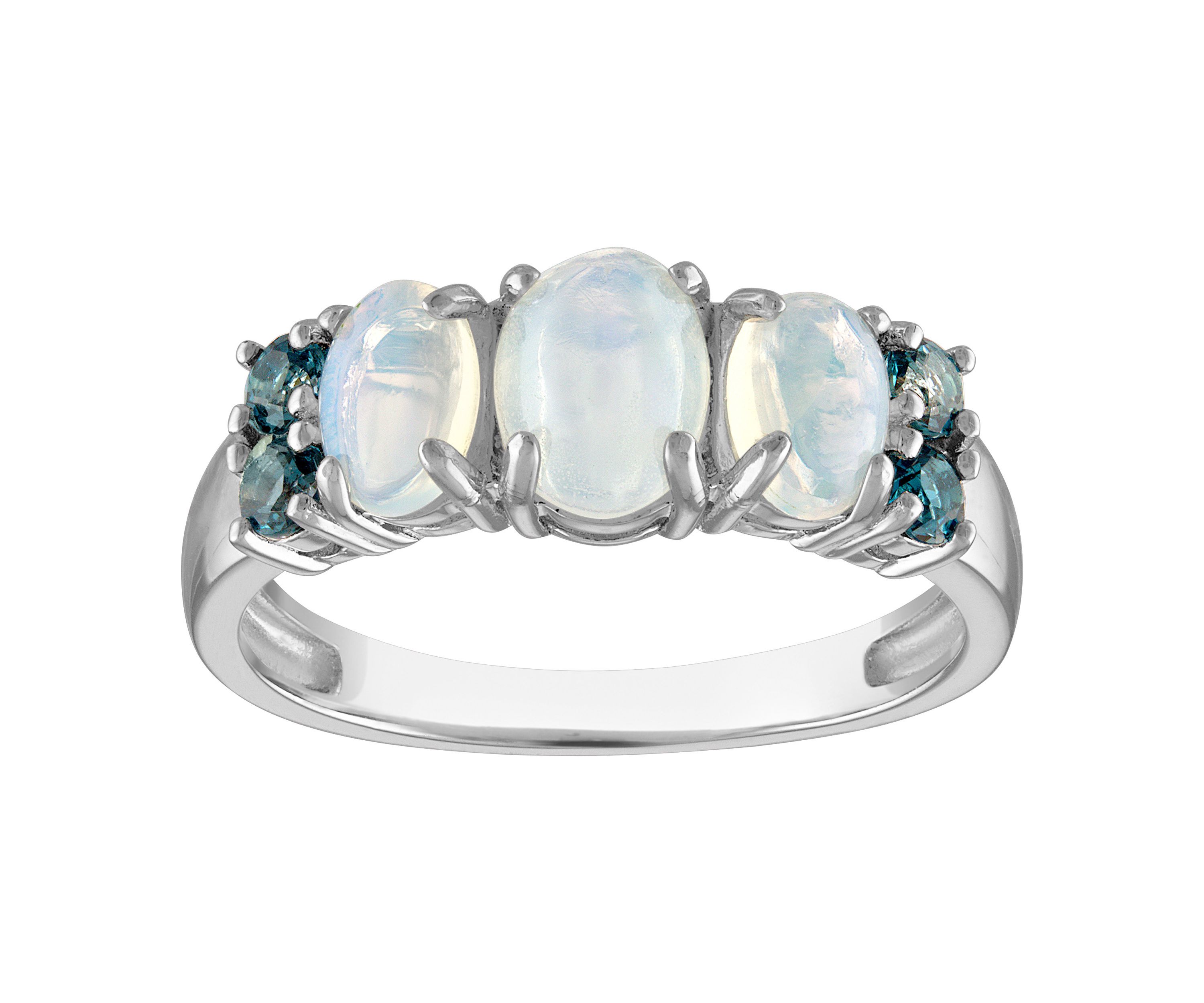 Sterling Silver Opal And London Blue Topaz Ring