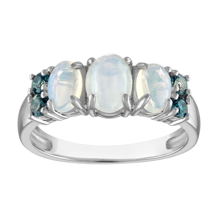 Sterling Silver Opal And London Blue Topaz Ring