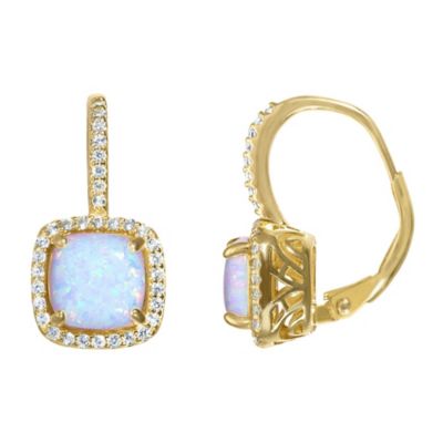 Jordan Blue NYC 14K Gold Over Silver Pink Topaz, Diamond And Created White Sapphire Leverback