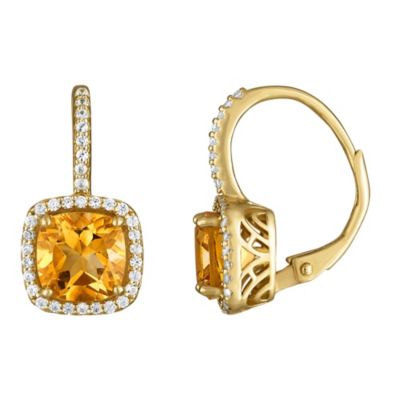 Jordan Blue NYC 14K Gold Over Silver Pink Topaz, Diamond And Created White Sapphire Leverback