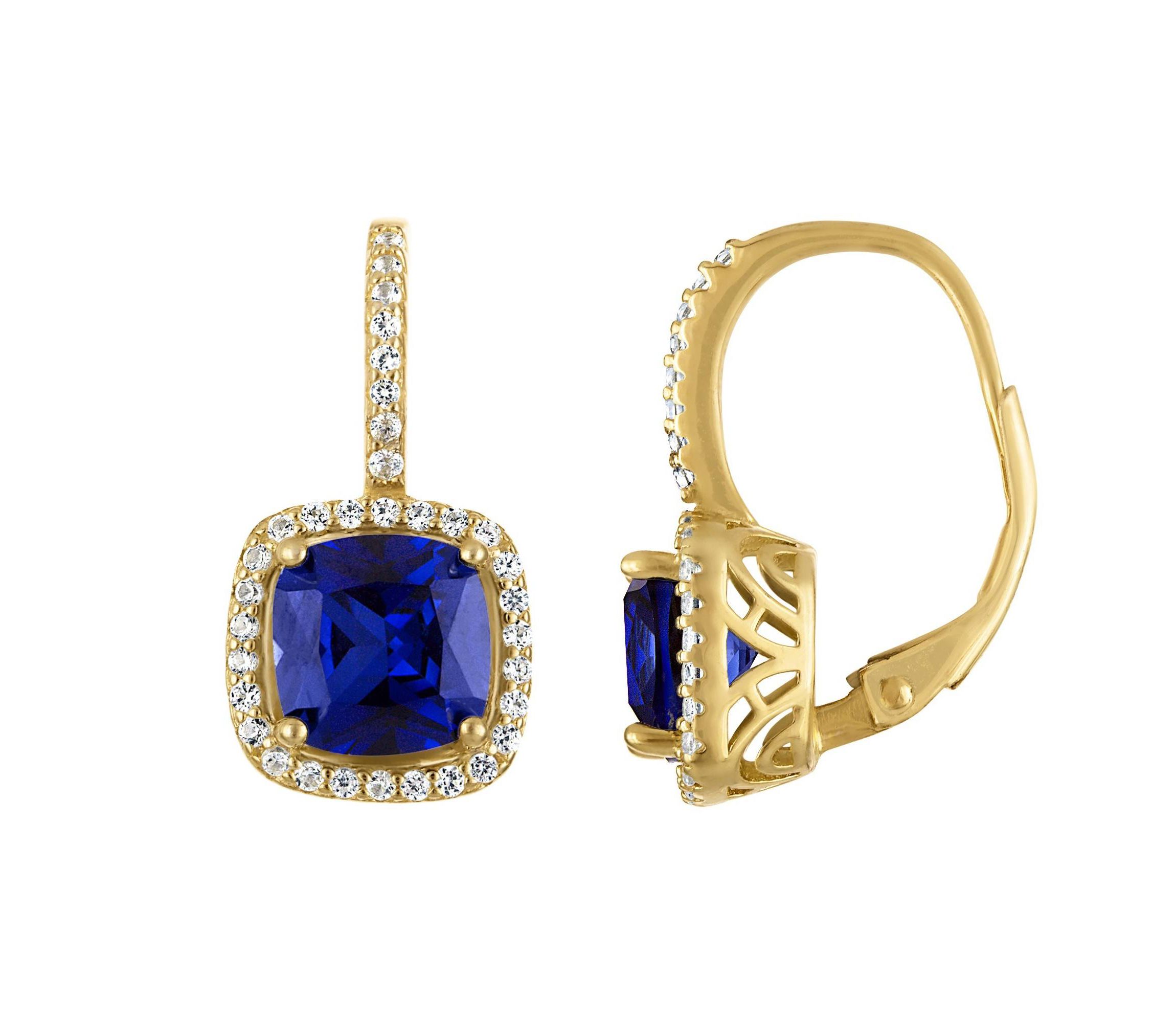 14K Gold Over Silver Citrine, Diamond And Created White Sapphire Leverback