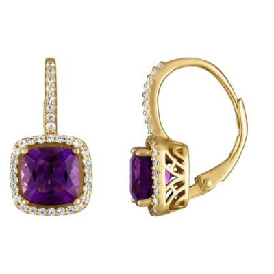 Jordan Blue NYC 14K Gold Over Silver Pink Topaz, Diamond And Created White Sapphire Leverback