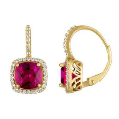 Jordan Blue NYC 14K Gold Over Silver Pink Topaz, Diamond And Created White Sapphire Leverback