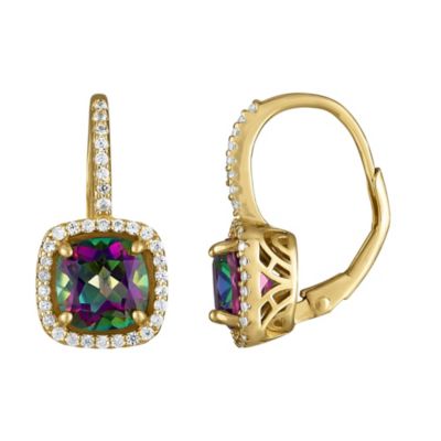 Jordan Blue NYC 14K Gold Over Silver Pink Topaz, Diamond And Created White Sapphire Leverback