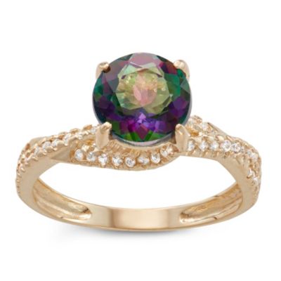 Jordan Blue NYC 10K Gold Mystic Topaz And Created White Sapphire Ring, 7