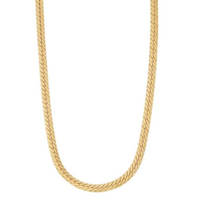 Jordan Blue NYC 14K Gold Over Silver Men's Silver Herringbone Chain Necklace, Yellow, 22 in