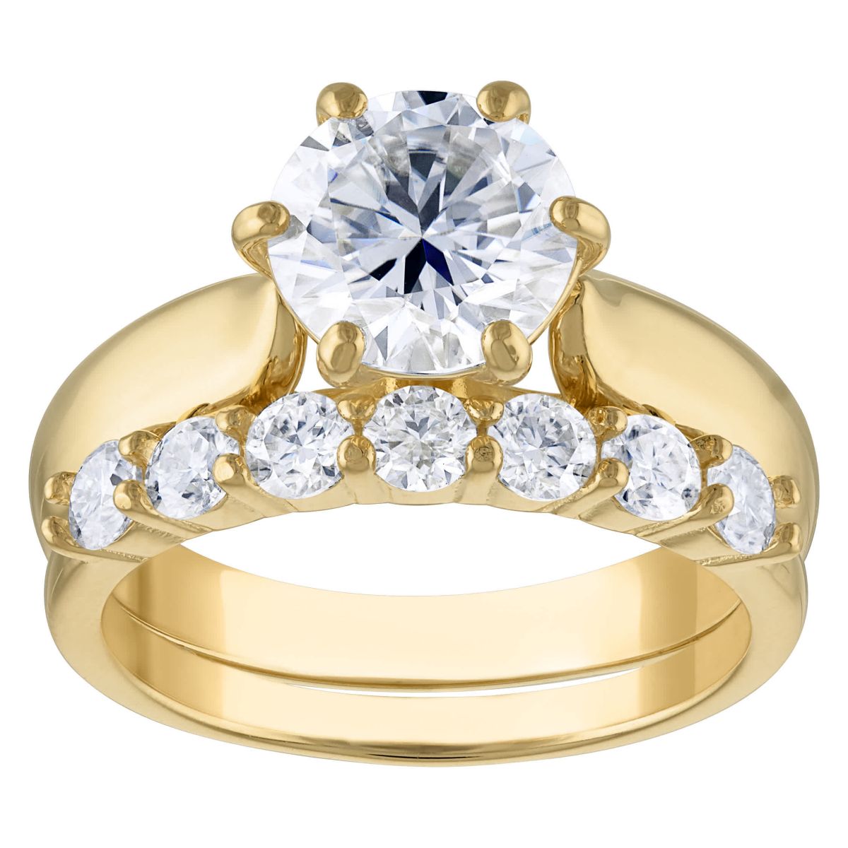 Lab Created 14K Gold Over Silver Created Moissanite Ring
