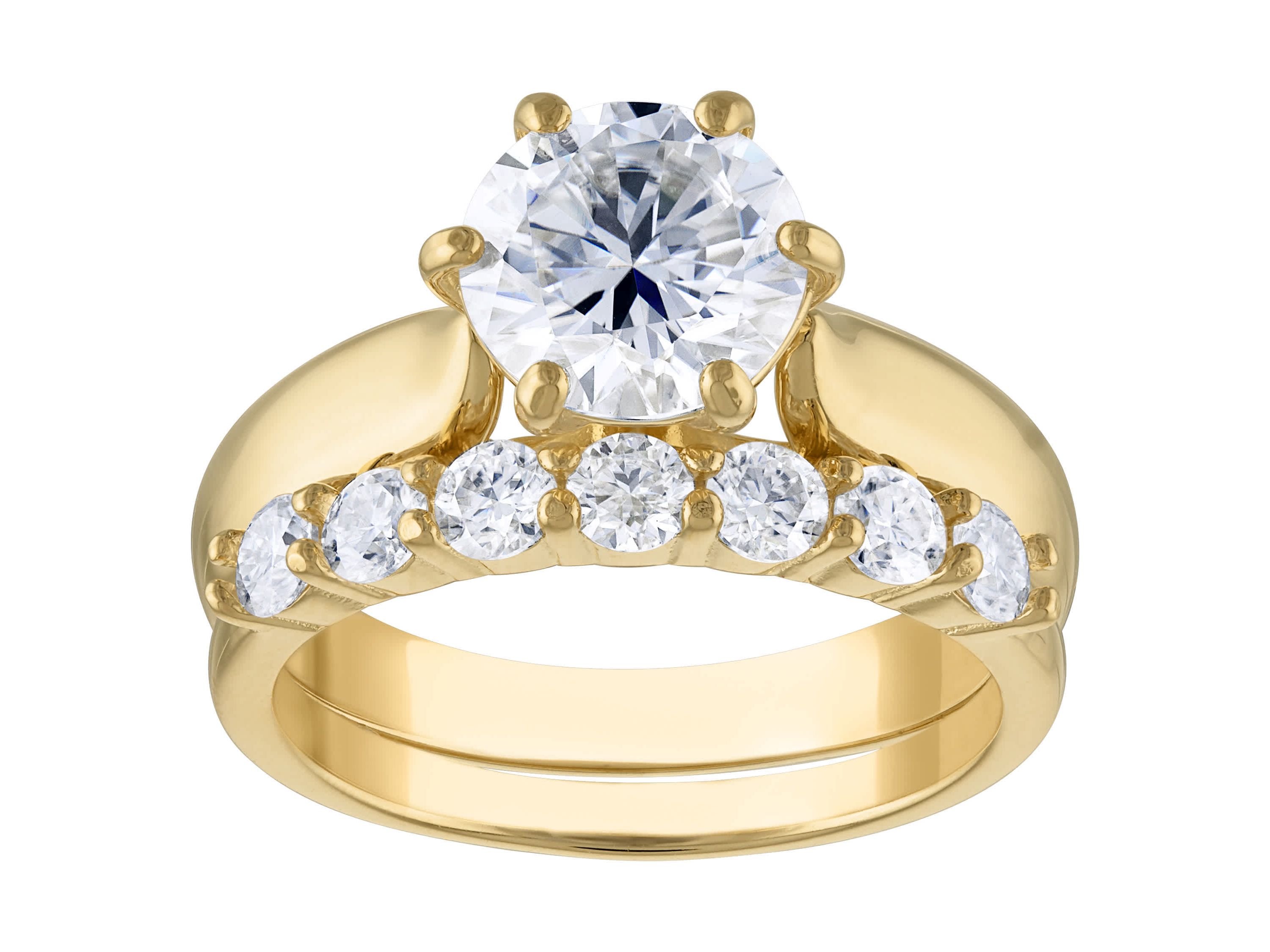 Lab Created 14K Gold Over Silver Created Moissanite Ring