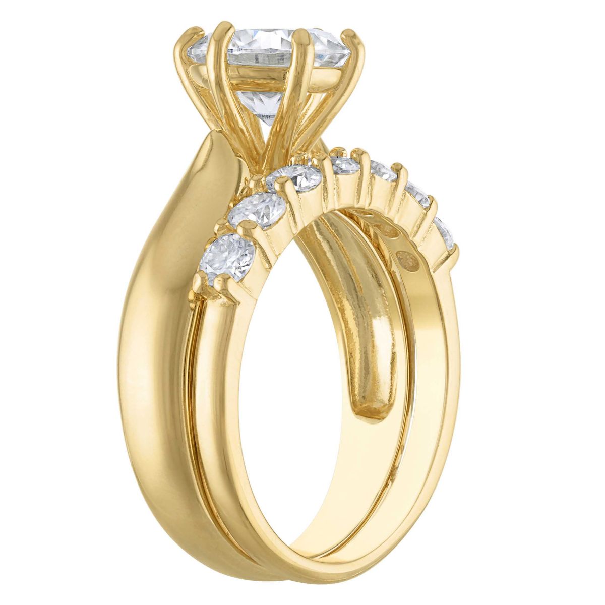 Lab Created 14K Gold Over Silver Created Moissanite Ring