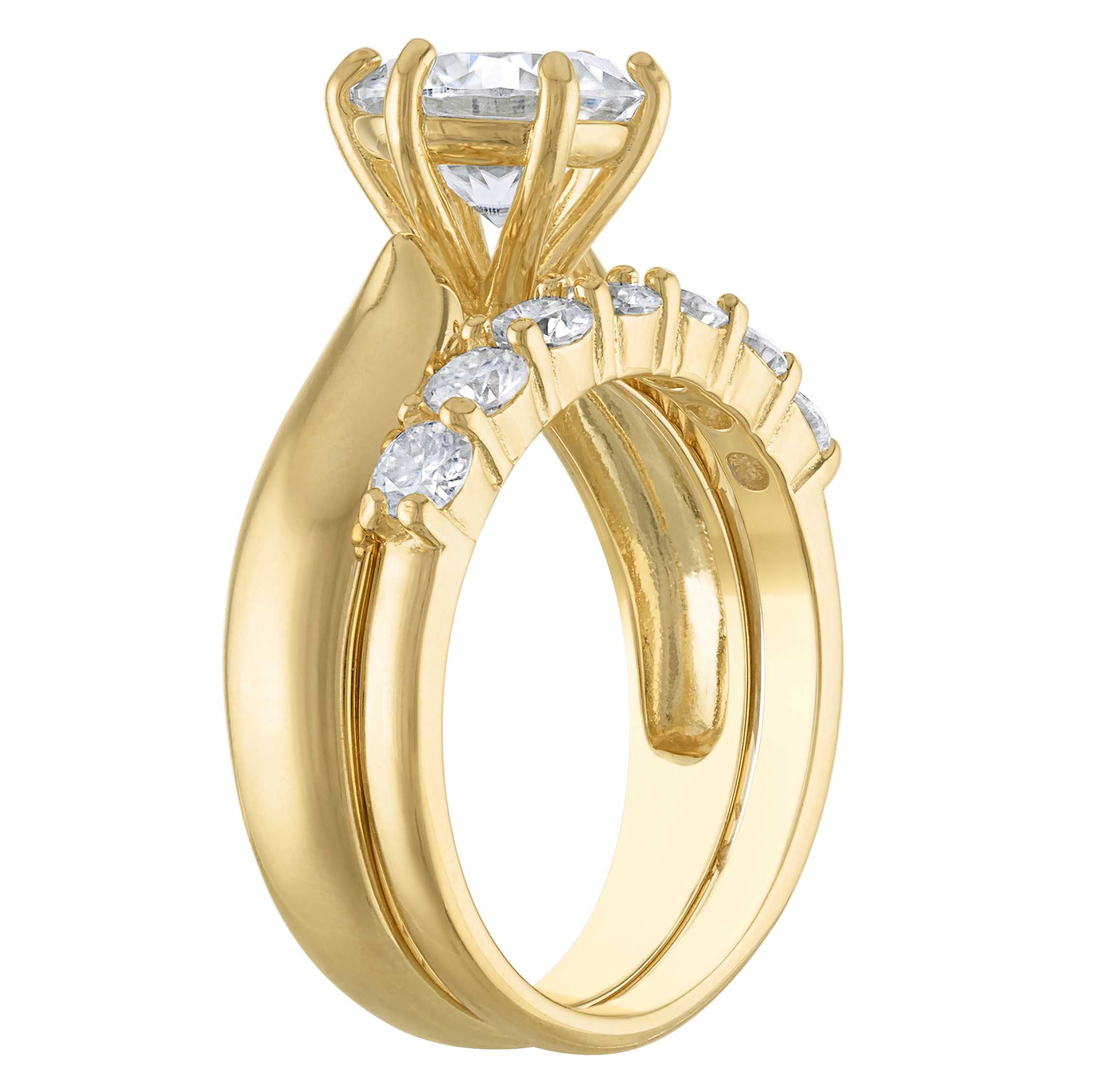 Lab Created 14K Gold Over Silver Created Moissanite Ring