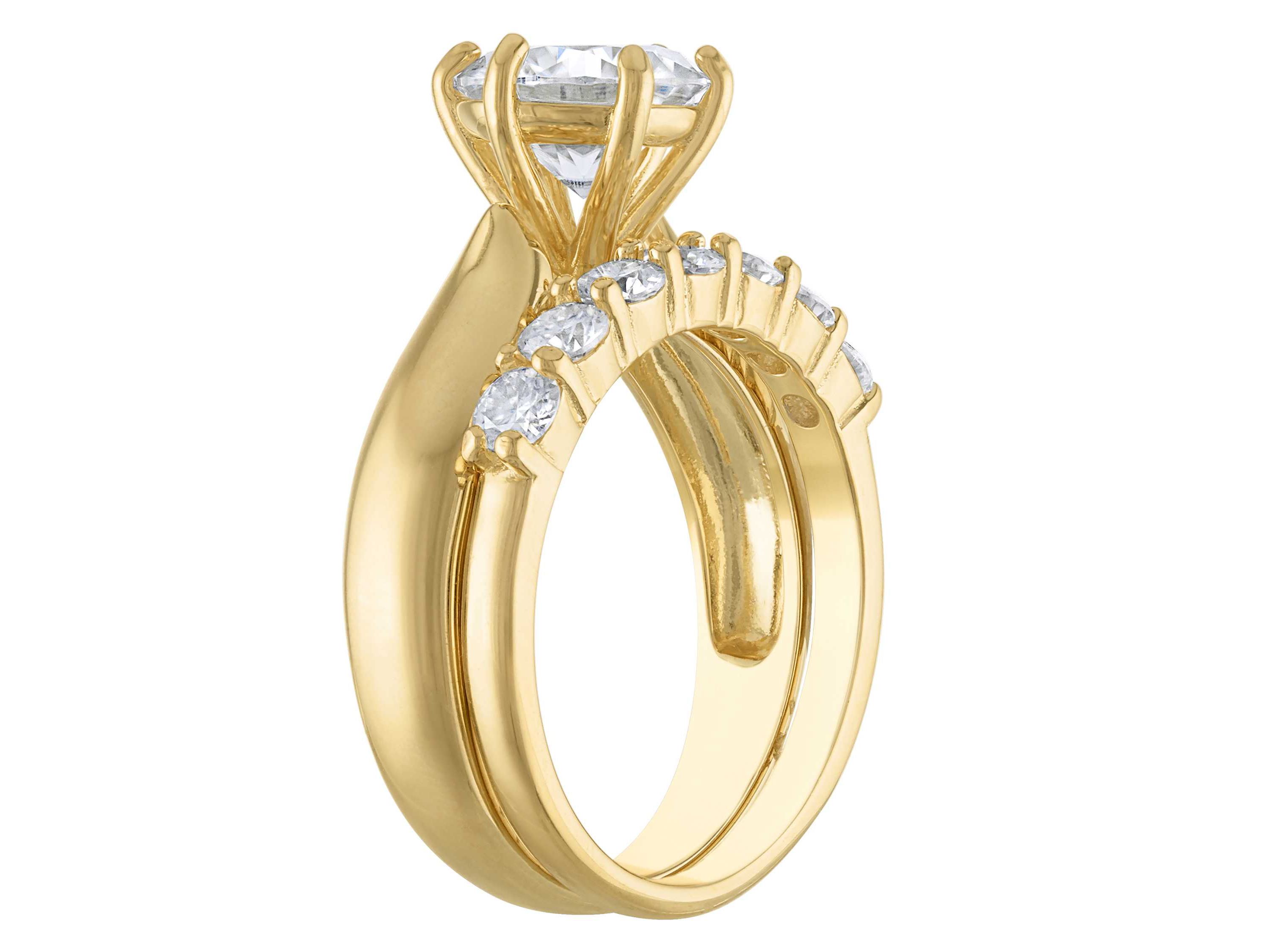 Lab Created 14K Gold Over Silver Created Moissanite Ring