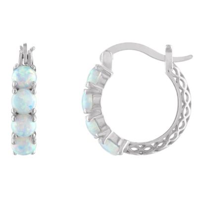 Jordan Blue NYC Lab Created Sterling Silver Created Aqua Hoop Earrings, White