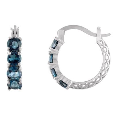 Jordan Blue NYC Lab Created Sterling Silver Created Aqua Hoop Earrings