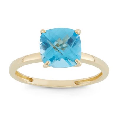 Jordan Blue NYC 10K Gold Swiss Blue Topaz Solitaire Ring, 9