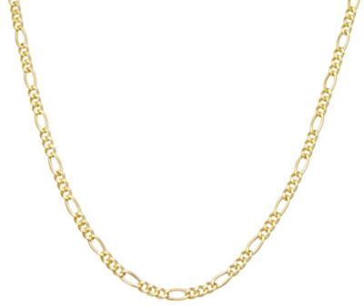 Jordan Blue NYC 14K Gold Over Silver Men's Silver Figaro Chain Necklace, Yellow, 22 in
