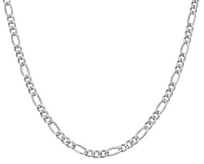 Jordan Blue NYC Sterling Silver Men's Silver Figaro Chain Necklace, White, 18 in