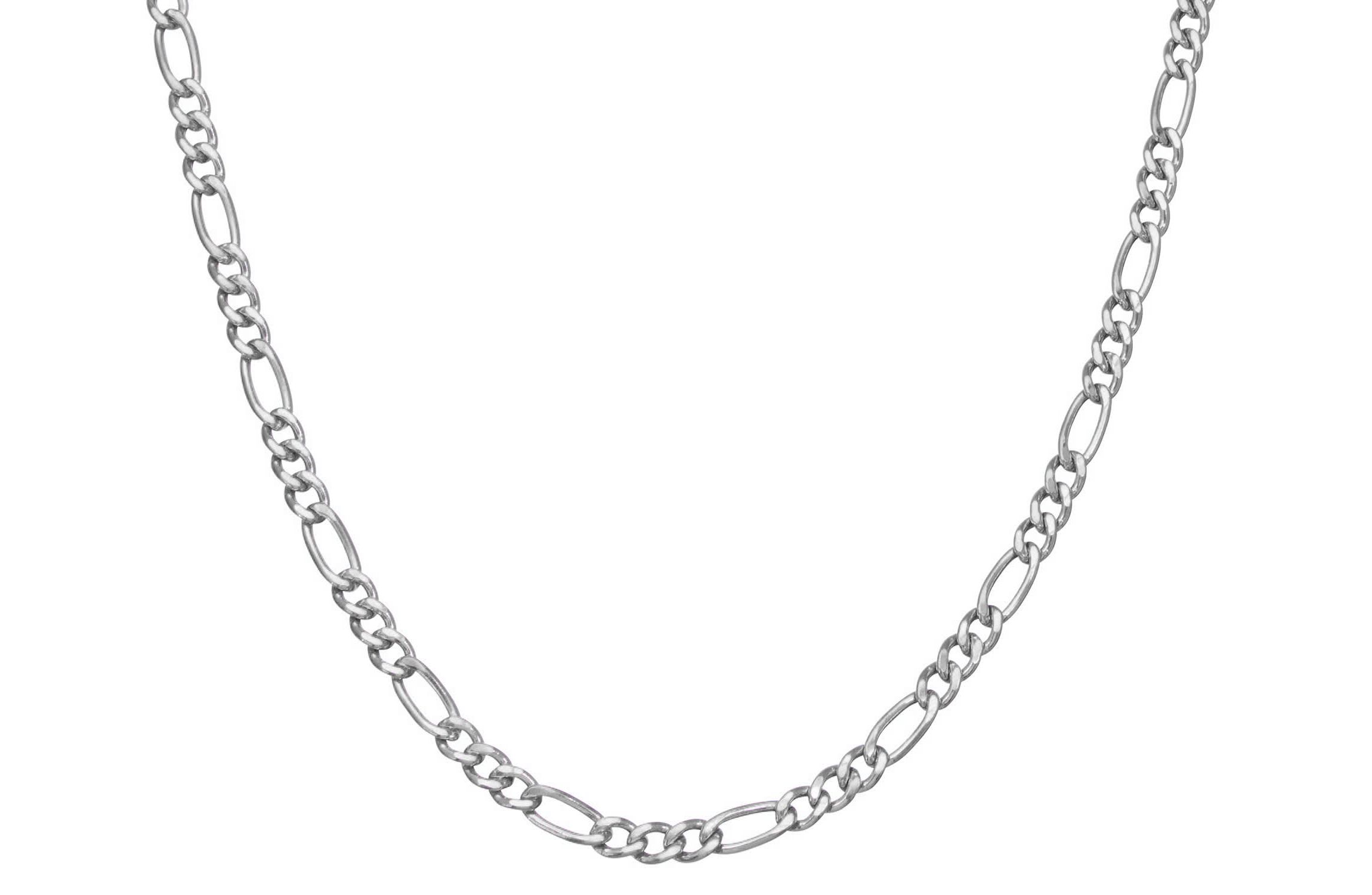 Sterling Silver Mens Silver Figaro Chain Necklace