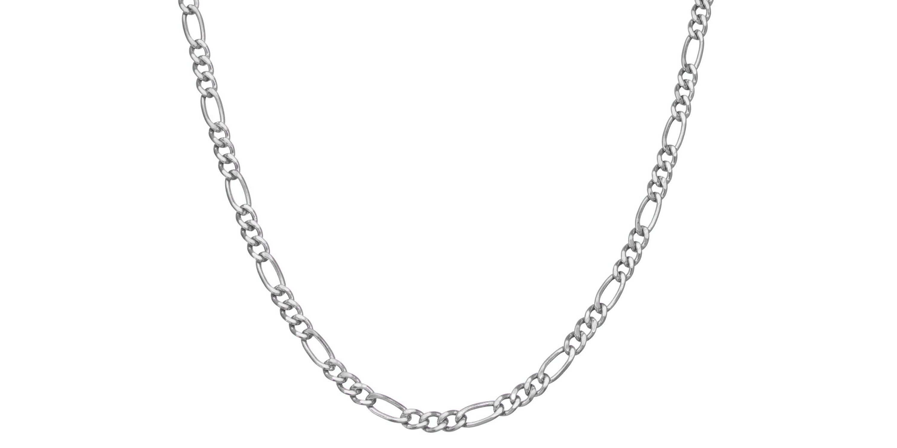 Sterling Silver Mens Silver Figaro Chain Necklace