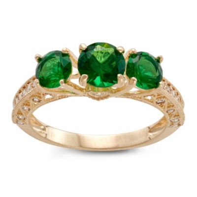 Jordan Blue NYC 10K Gold Simulated Emerald And Created White Sapphire Ring, 8