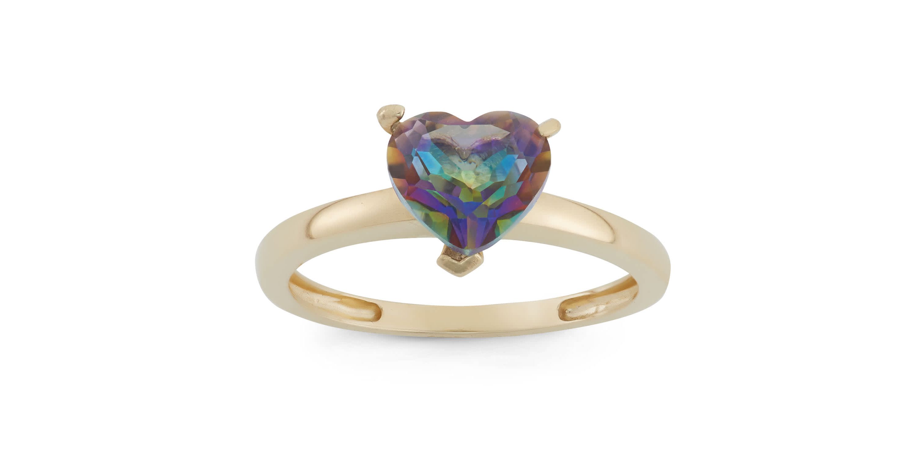 10K Gold Mystic Blue Topaz Solitaire Ring