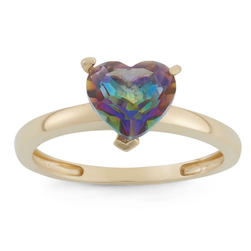 10K Gold Mystic Blue Topaz Solitaire Ring
