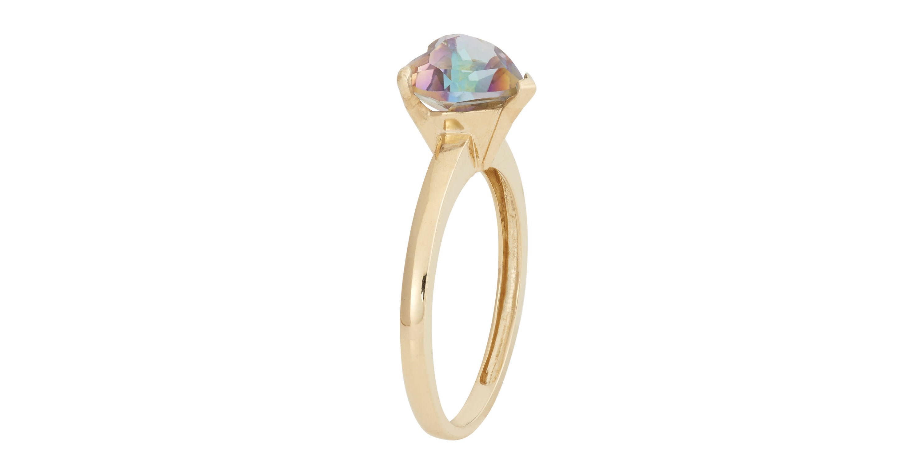 10K Gold Mystic Blue Topaz Solitaire Ring