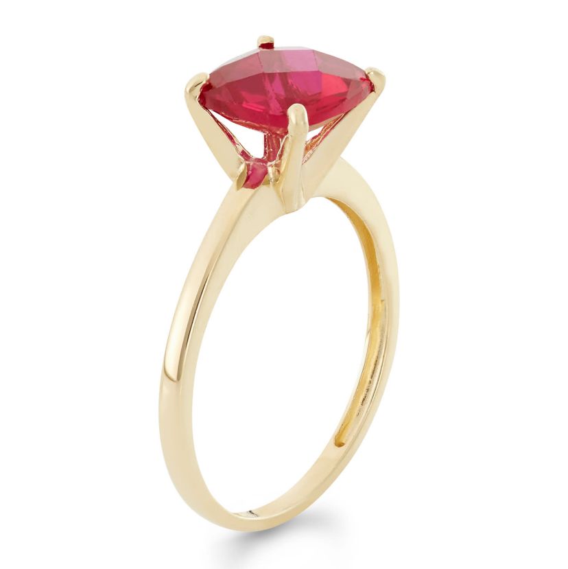 Lab Created 10K Gold Created Ruby Solitaire Ring