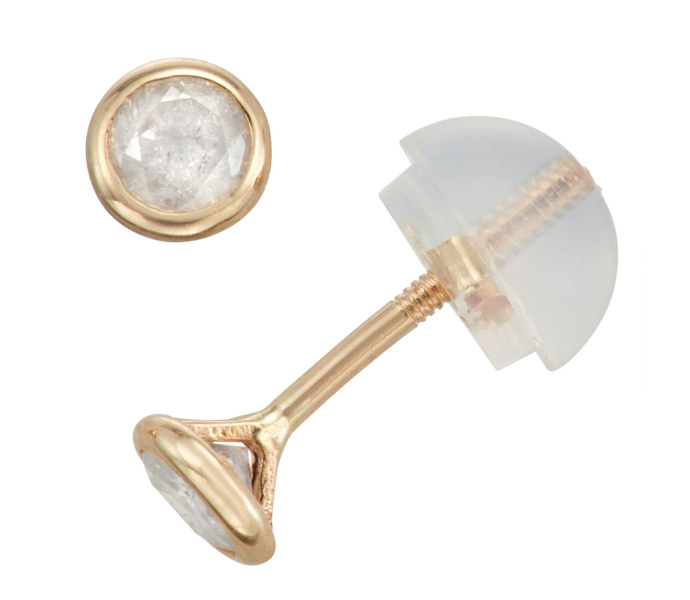 14K Gold .2 Cttw Bezel Earrings