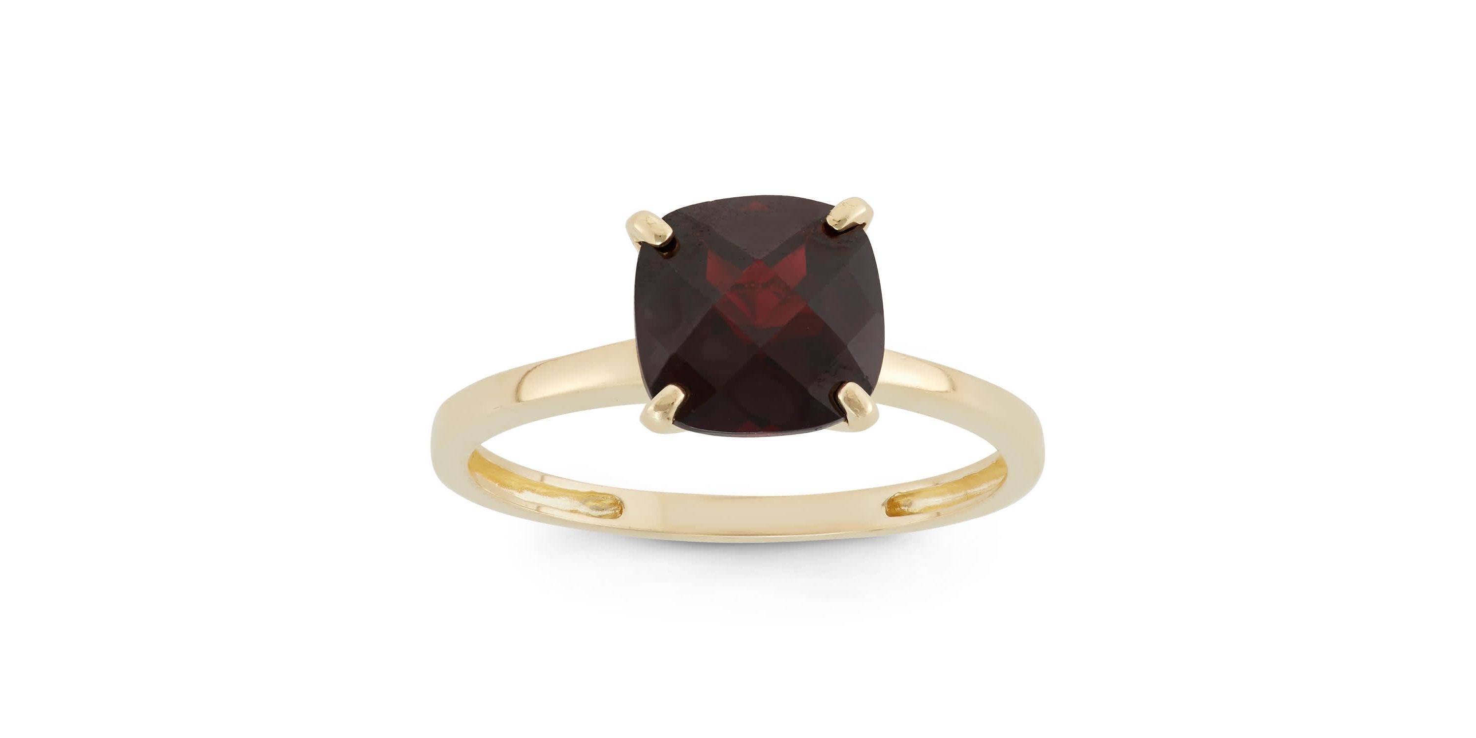 10K Gold Garnet Solitaire Ring