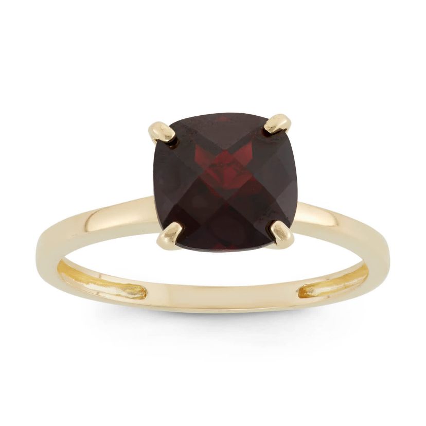 10K Gold Garnet Solitaire Ring