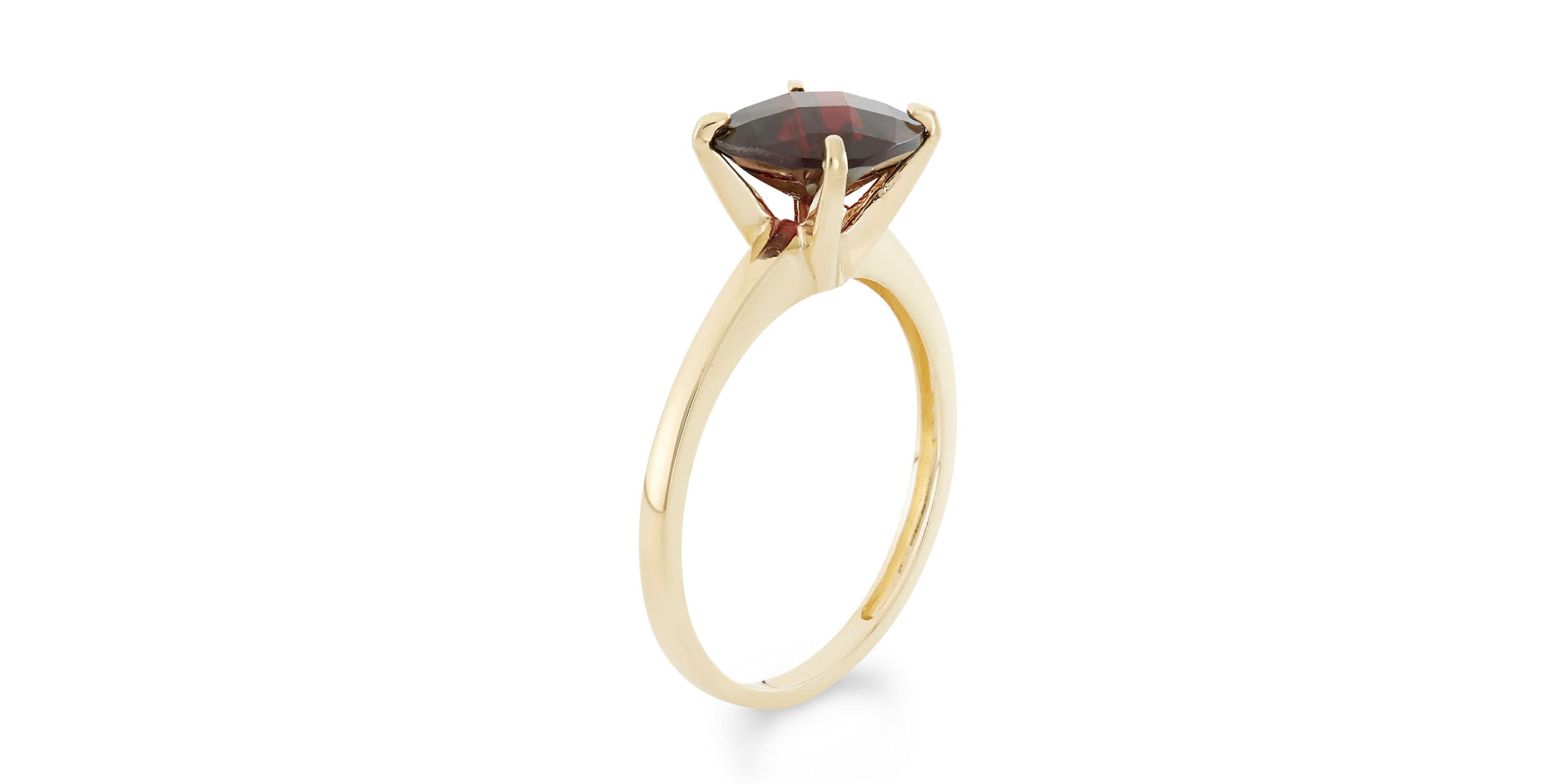 10K Gold Garnet Solitaire Ring