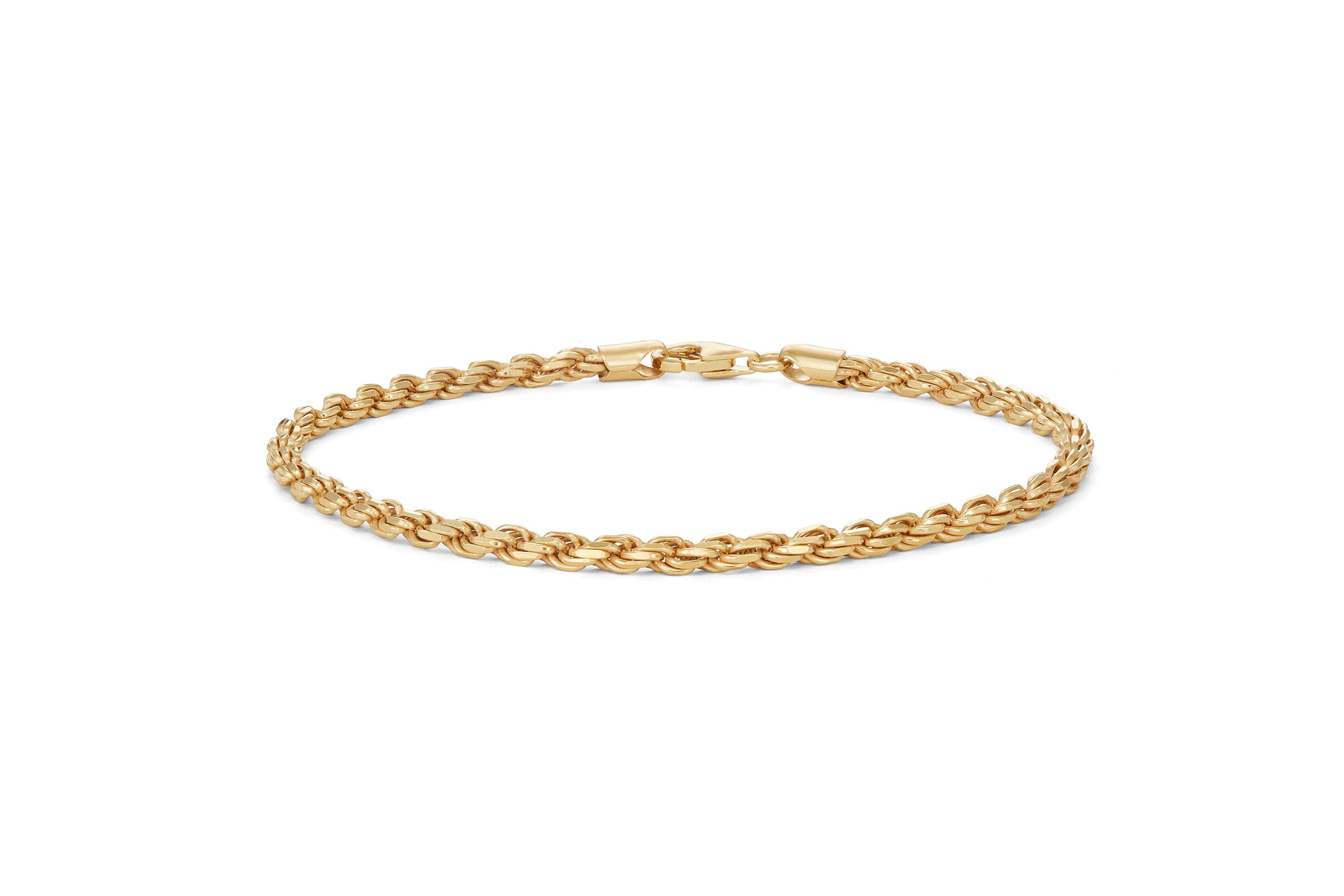 Sterling Silver Mens Silver Rope Chain Bracelet