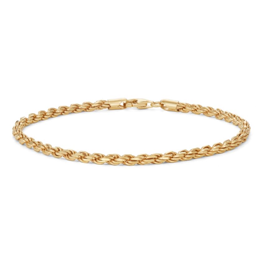 Sterling Silver Mens Silver Rope Chain Bracelet