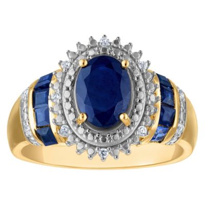 Jordan Blue NYC 14K Gold Over Silver Sapphire And Diamond Ring, 6