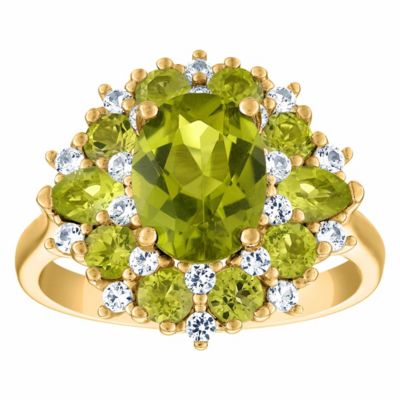 Jordan Blue NYC 14K Gold Over Silver Peridot And Created White Sapphire Ring, 10