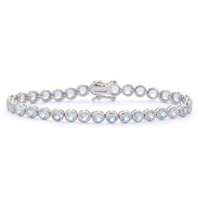 Jordan Blue NYC Lab Created Sterling Silver Created Aqua Tennis Bracelet, 7.25 in