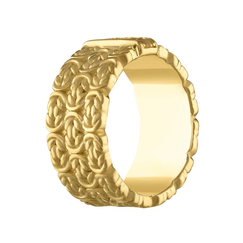14K Gold Over Silver Diamond Bynzantine Ring