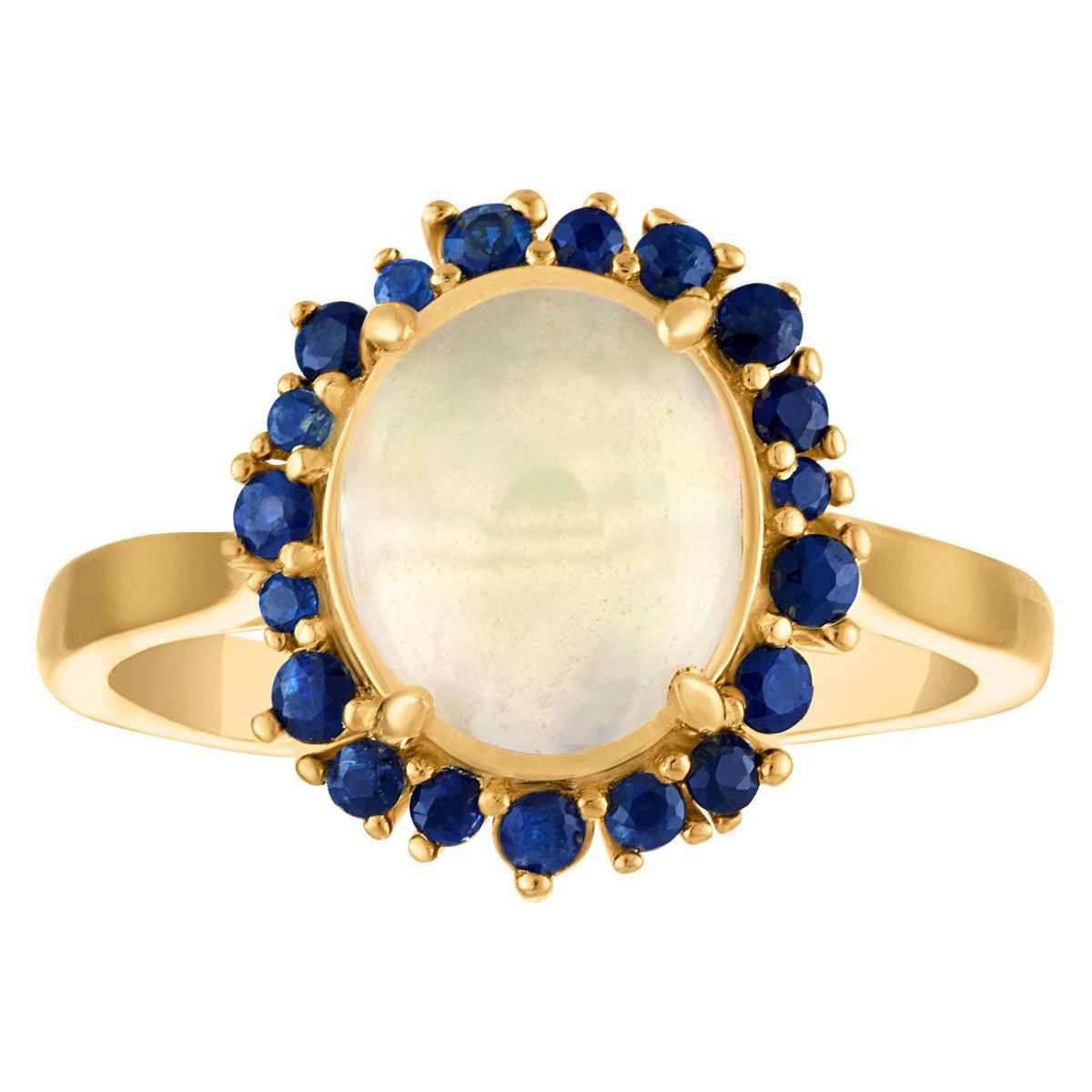 14K Gold Over Silver Opal And Sapphire Ring