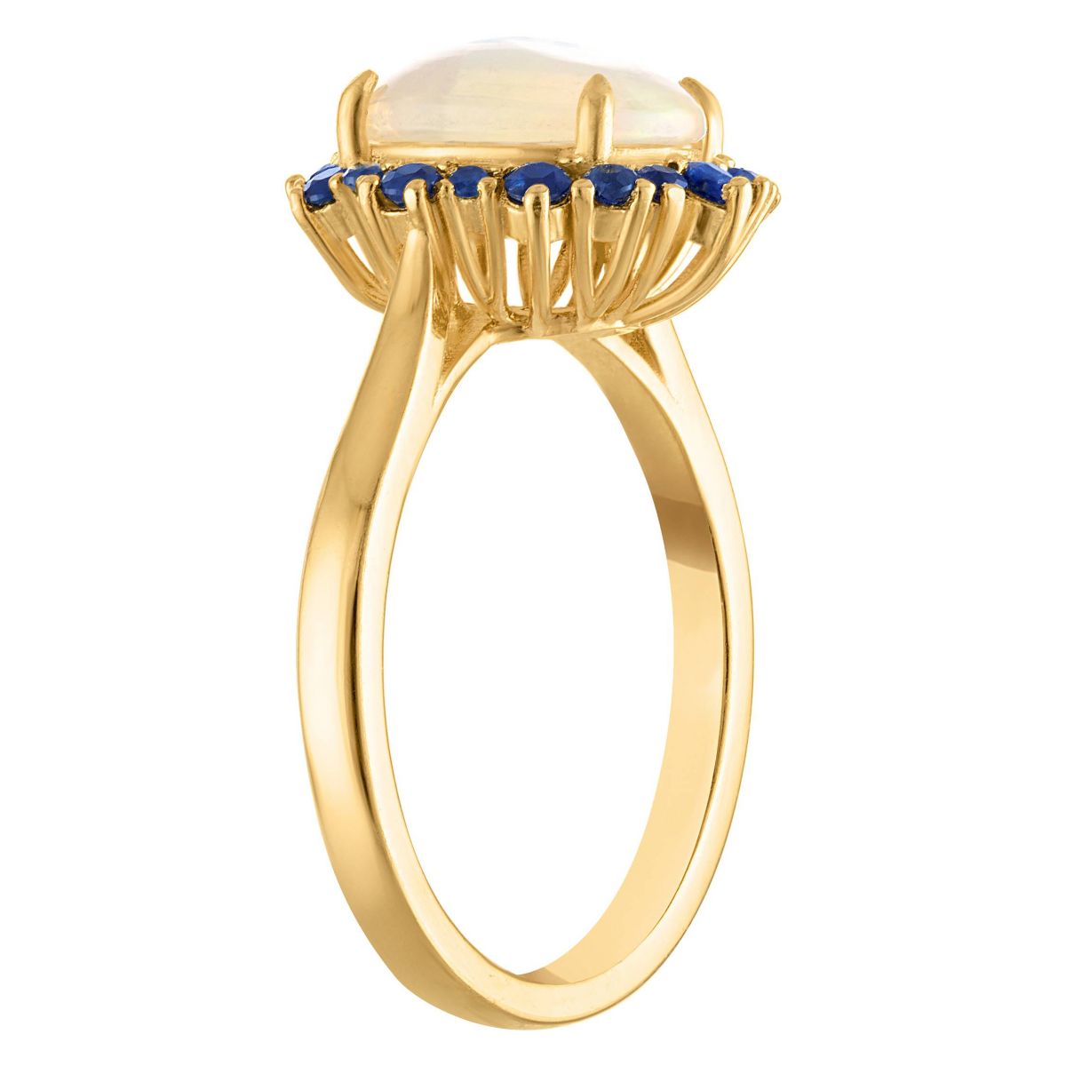 14K Gold Over Silver Opal And Sapphire Ring
