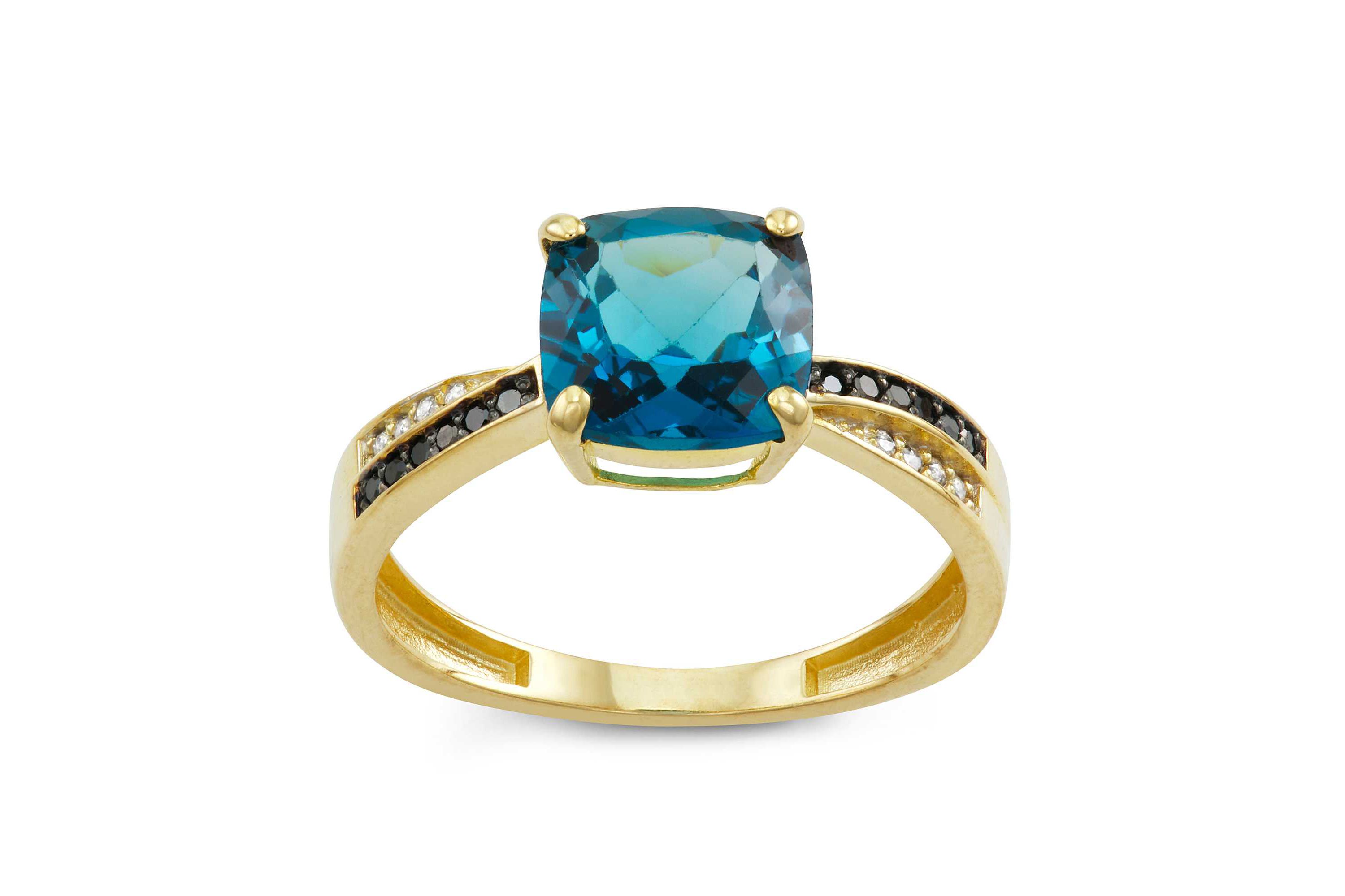 10K Gold London Blue Topaz And Diamond Ring