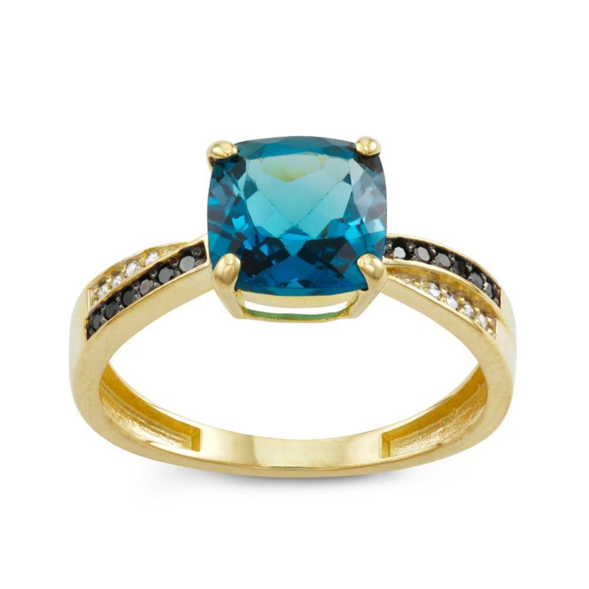 10K Gold London Blue Topaz And Diamond Ring