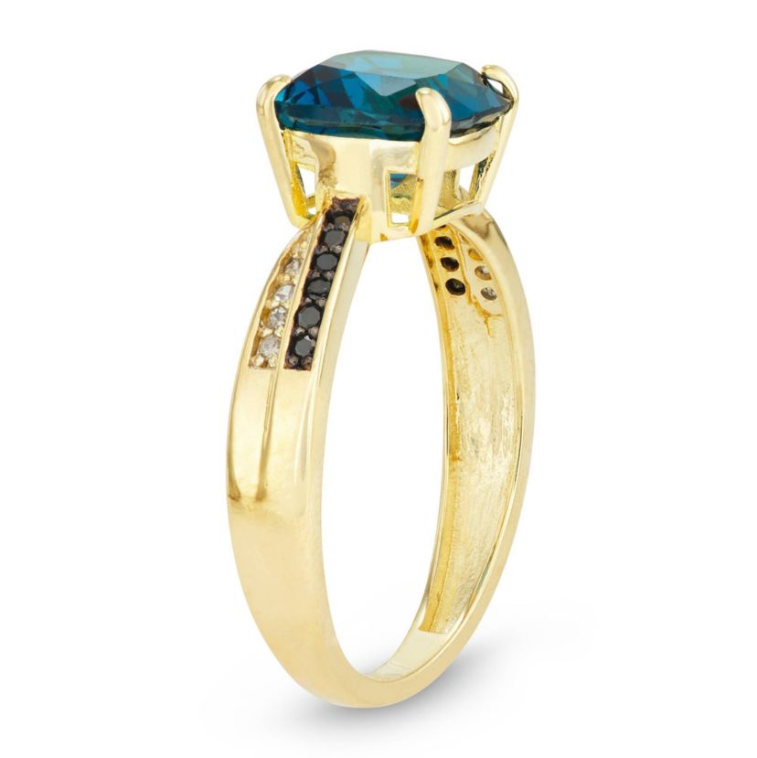 10K Gold London Blue Topaz And Diamond Ring