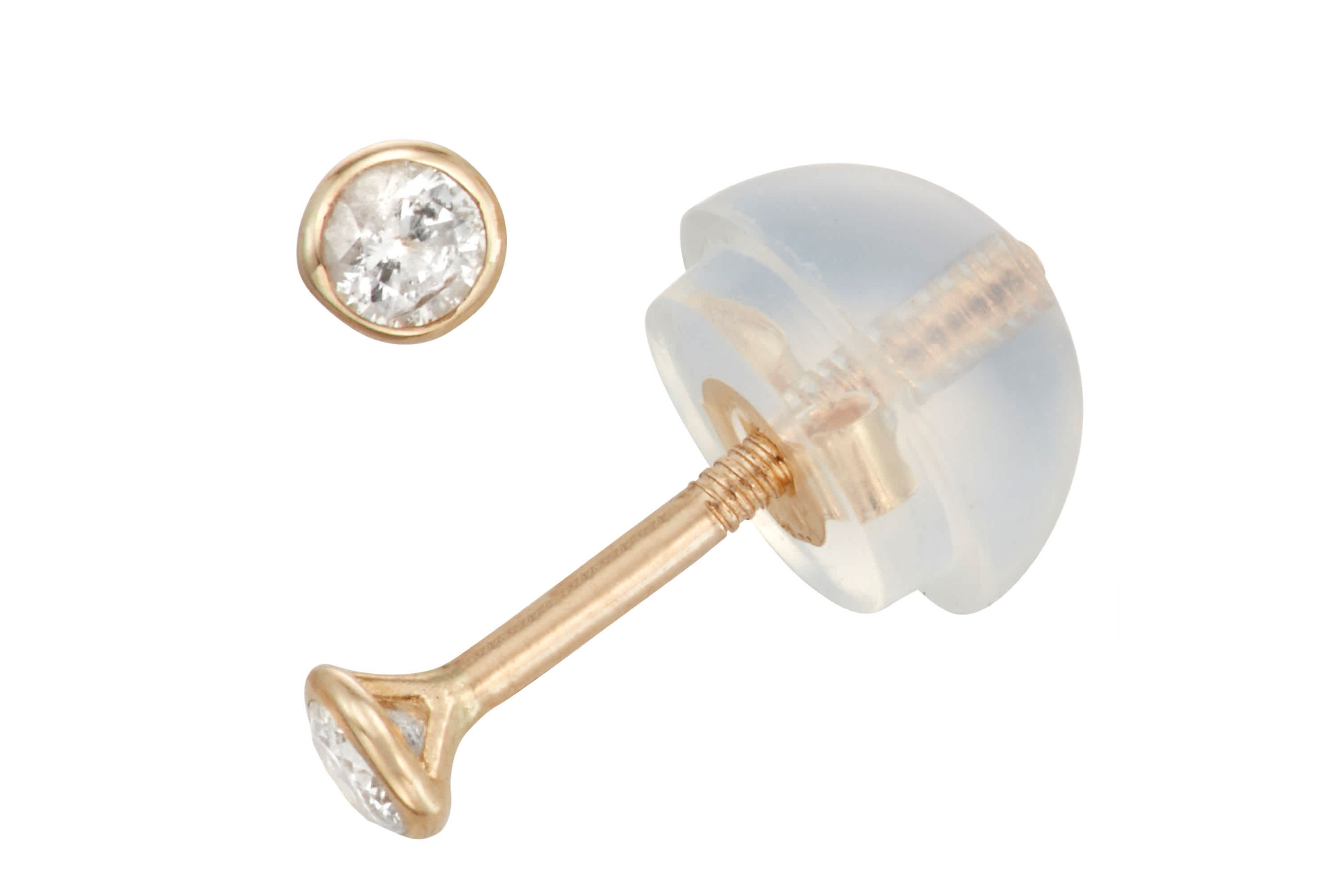 14K Gold .05 Cttw Bezel Earrings